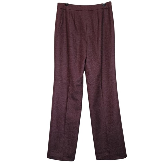 Ann‎ Taylor Wool Burgundy Straight Leg High Rise Career Pants Size 4 - Picture 4 of 11